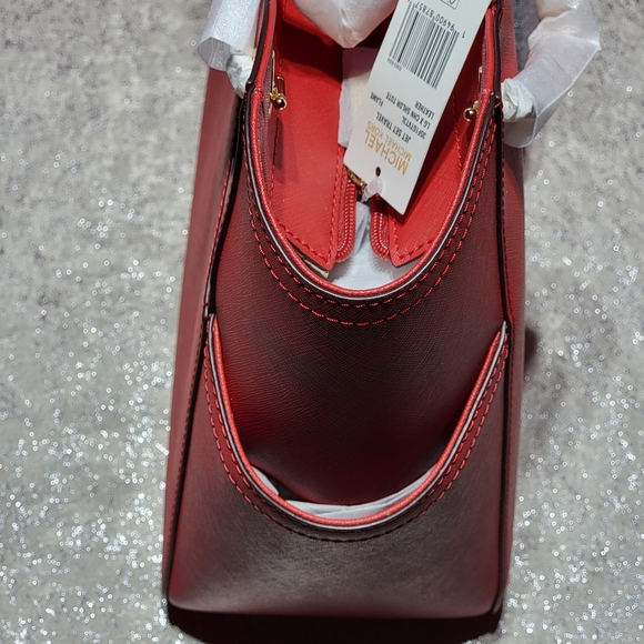 NWT Michael Kors Authentic Jet Set Large X Chain Flame Red Shoulder Tote - Picture 7 of 15